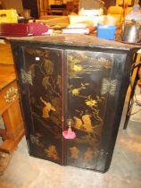 Chinoiserie Lacquered Corner Wall Cabinet