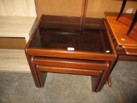 Smoked Glass Top Nest of 3 Tables