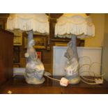 Pair of Nao Figure Table Lamps