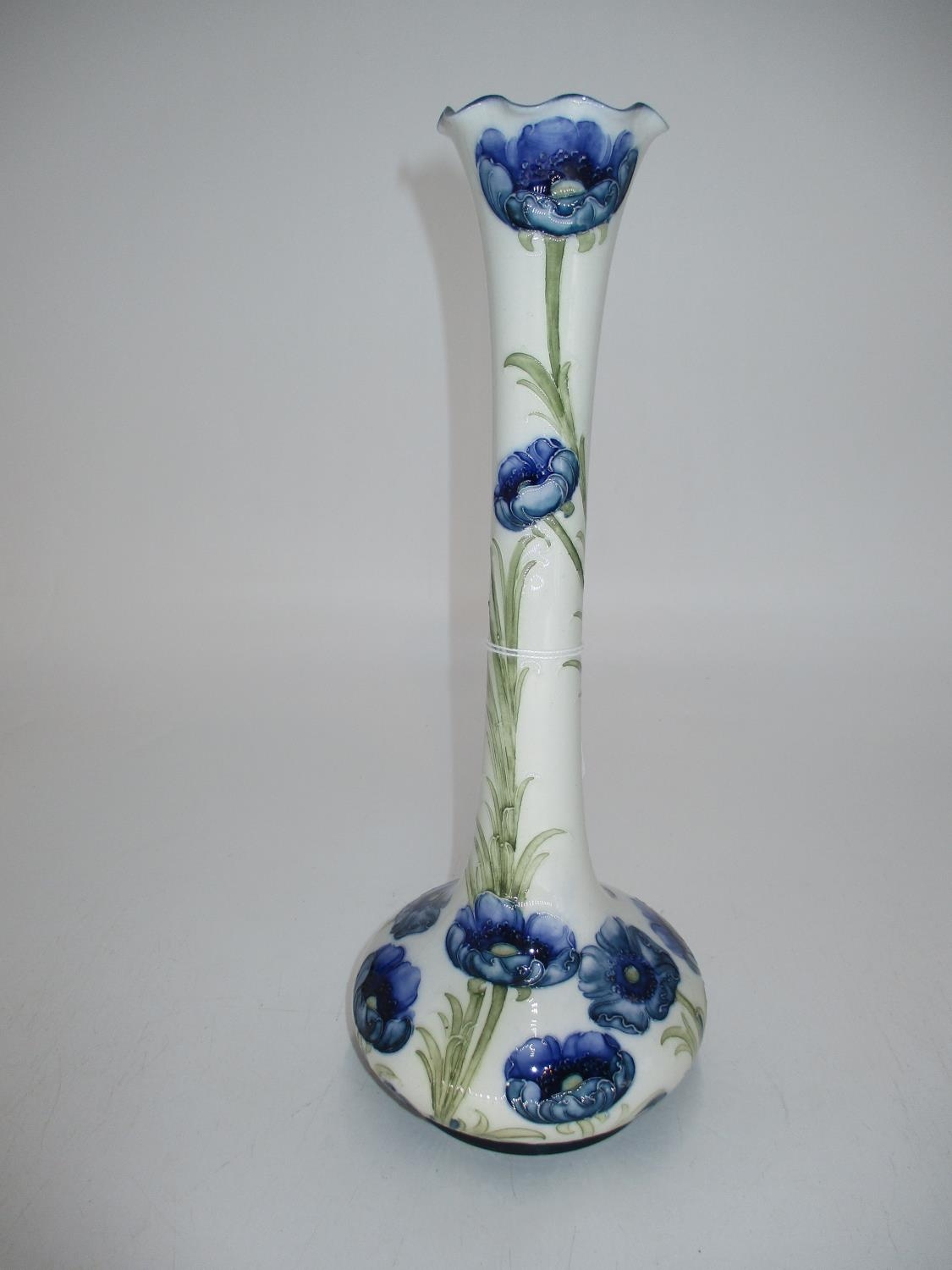 MacIntyre Florian Ware William Moorcroft Blue Daisy Bottle Neck Vase, 30cm