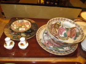 Royal Doulton Plate, Fruit Decorated Pottery and a Pair of Condiments