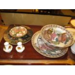 Royal Doulton Plate, Fruit Decorated Pottery and a Pair of Condiments