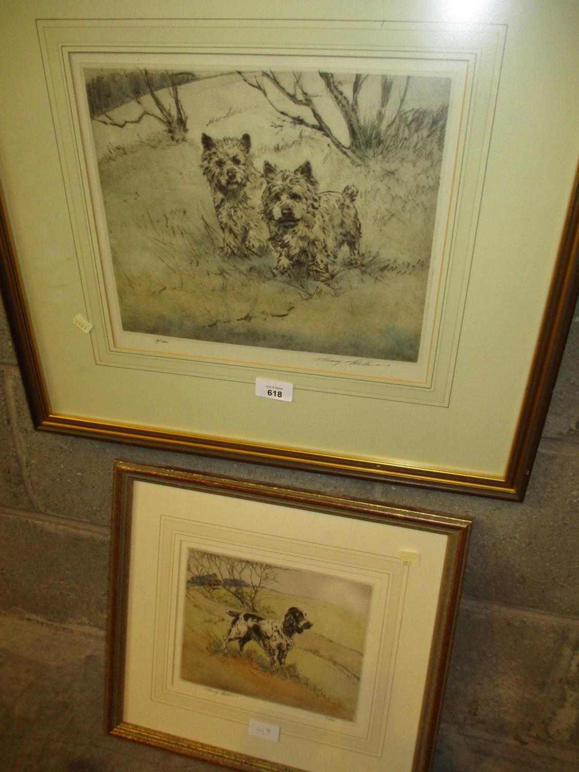 Henry Wilkinson, 2 Coloured Etchings, 2 Terriers 9/180, Spaniel 131/250