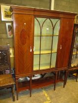 Edwardian Inlaid Mahogany 3 Door Display Cabinet, 120cm