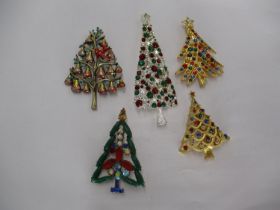 Five Christmas Tree Brooches