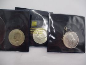 Two American Half Dollars 1969, 1964 as a Pendant