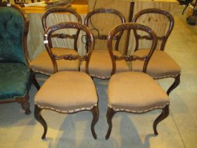 Set of 5 Victorian Balloon Back Chairs