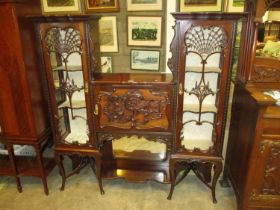 Late Victorian Carved Mahogany Stepped Top Display Cabinet, 146cm