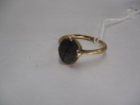 9ct Gold Agate Ring, 2.17g, Size O