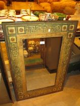 Greek Key Printed Frame Wall Mirror, 91x61cm