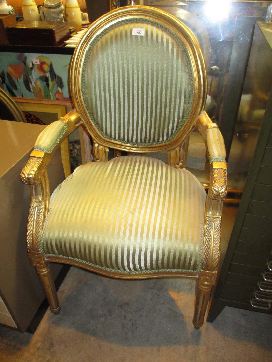 French Style Gilt Wood Occasional Arm Chair