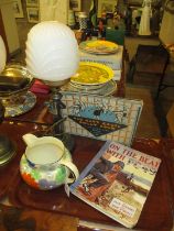 Art Deco Style Lamp, Arthur Wood Jug and 2 Vintage Books
