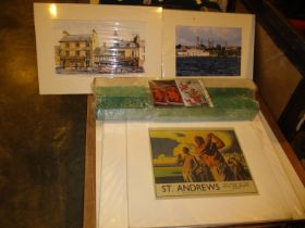 Selection of St. Andrews Prints and 3 Oriental Scrolls