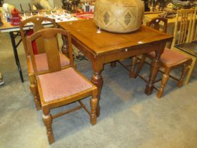 Oak Draw Leaf Dining Table with 4 Chairs