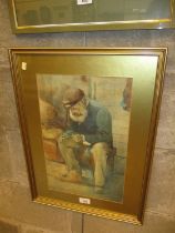 John Young, Watercolour, Portrait of an Old Man, 41x26cm