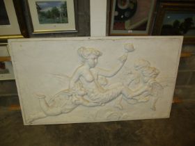 Large Classical Scene Moulded Plaster Panel, 95x166cm