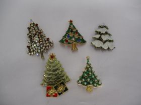 Five Christmas Tree Brooches