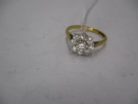 18ct and Platinum Diamond Cluster Flower Ring, 2.65g, Size K