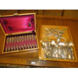Case of Silver Plated Fish Cutlery and a Box of R & B Silver Plate Cutlery etc