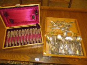 Case of Silver Plated Fish Cutlery and a Box of R & B Silver Plate Cutlery etc