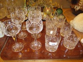 Sets of 6 Crystal Hock Glasses and Whisky Tumblers