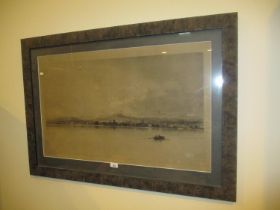 Modern Framed Victorian Engraving of Dundee From The River