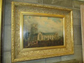 19th Century Oil on Canvas, City Churches Dundee, 28x40cm