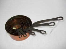 Set of 6 Graduated Copper Cooking Pots