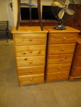 Pair of Pine Chests of 5 Drawers, each 45cm