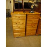 Pair of Pine Chests of 5 Drawers, each 45cm