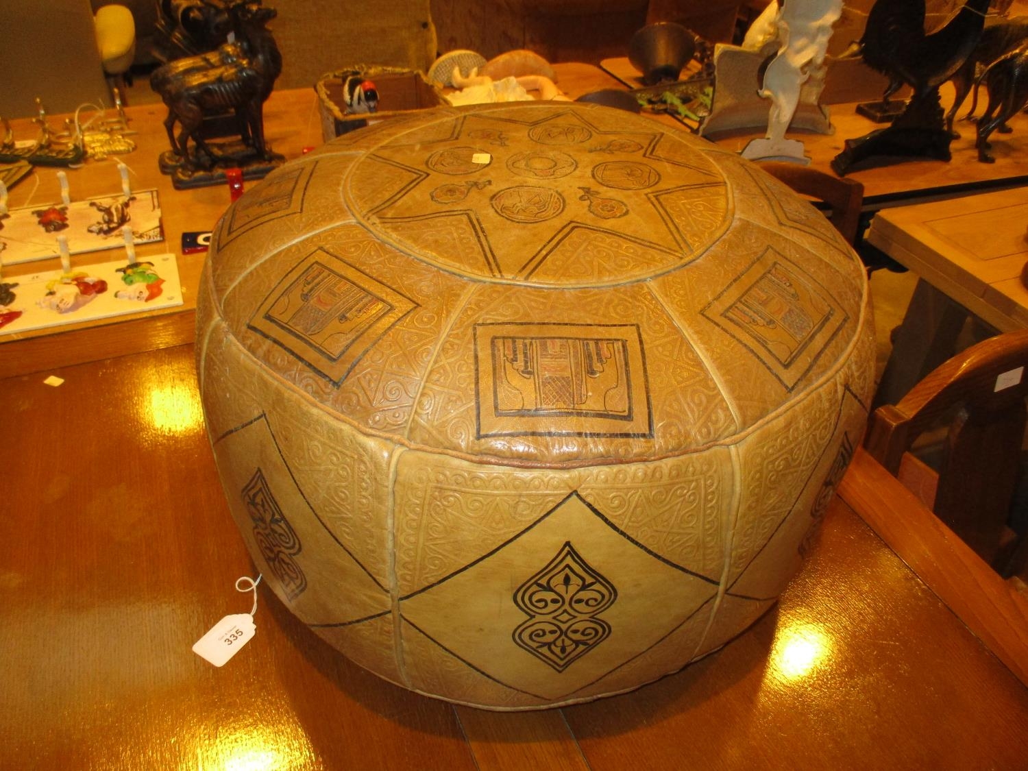 Middle Eastern Leather Pouffe