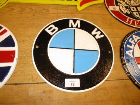 Cast Iron BMW Wall Plaque