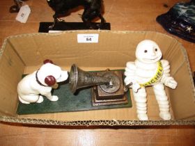 HMV Gramophone and Small Michelin Man