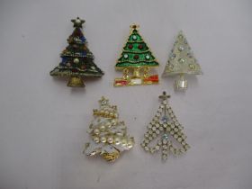 Five Christmas Tree Brooches