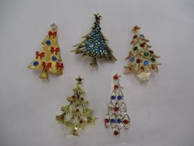 Five Christmas Tree Brooches