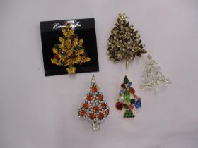 Five Christmas Tree Brooches