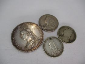 Victorian 1887 Double Florin and 3 Other Coins