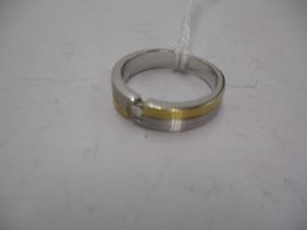 750 Gold Bi-Colour and Diamond Set Ring, 5.28g, Size L