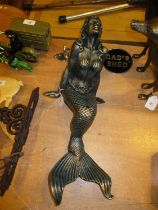 16" Cast Metal Mermaid