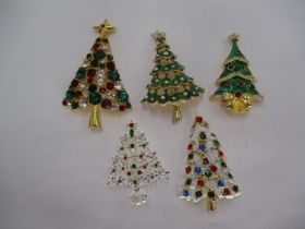 Five Christmas Tree Brooches