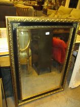 Gilt and Black Frame Wall Mirror, 111x79cm
