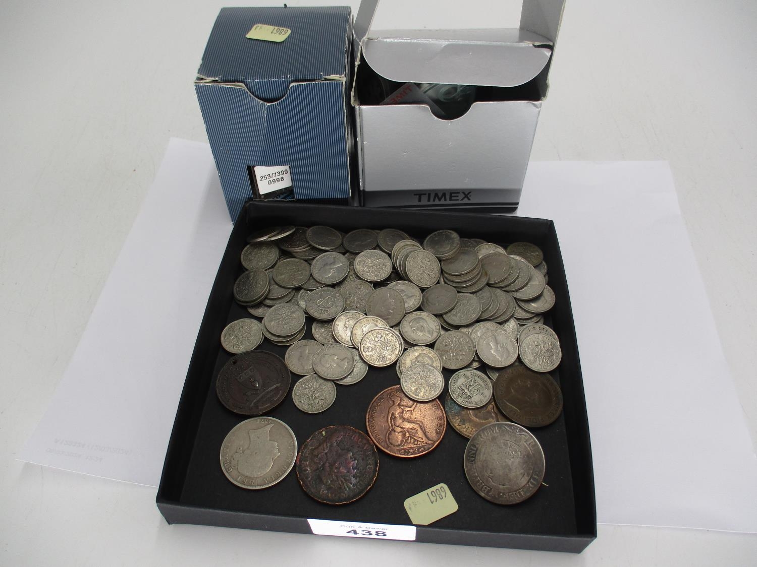 Two Timex Watches, Coin Brooch and Other Coins