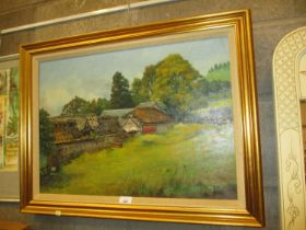 D. H. Leslie, Oil on Canvas, Farm Scene, 44x62cm