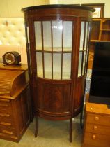 Edwardian Inlaid Mahogany Bowfront Display Cabinet, 91cm