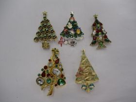 Five Christmas Tree Brooches