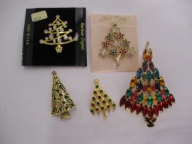 Five Christmas Tree Brooches