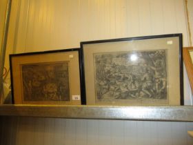 Joannes Stradanus, 2 Engravings, 21x28cm and 22x31cm