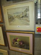 P. Hayton, Watercolour, West High St. Buckhaven, 26x35cm, along with a Still Life Oil Painting,