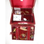 Leather Jewel Box and Contents
