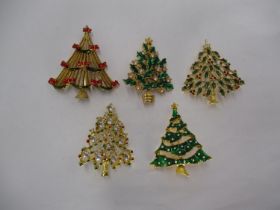 Five Christmas Tree Brooches